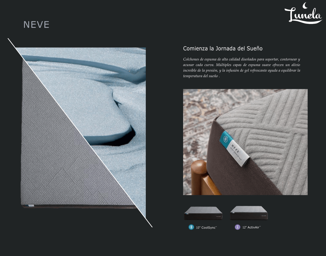 Colchón NEVE Coolsync™ 10" - Lunela