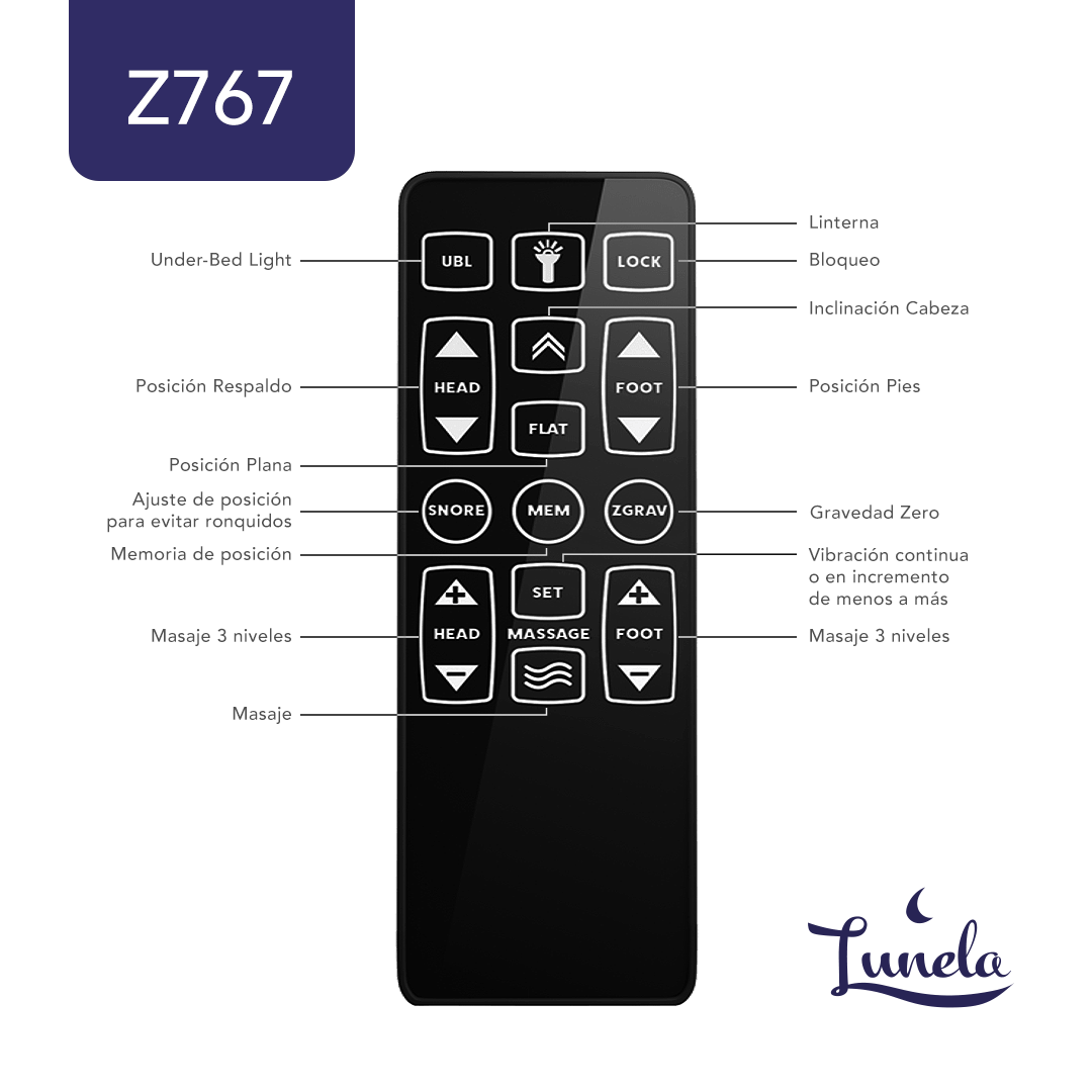 Lunela Z767 Cama Ajustable - Lunela